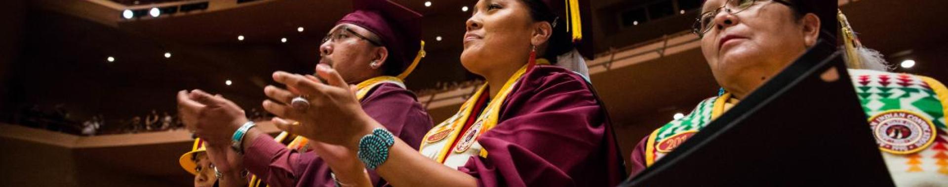 American Indian graduates during ASU graduation ceremony.